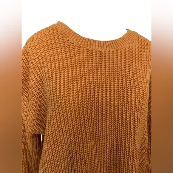 Sonoma Chunky Knit Pullover Crew Neck Sweater Mustard Yellow Women’s Sz M Casual - Picture 2 of 11